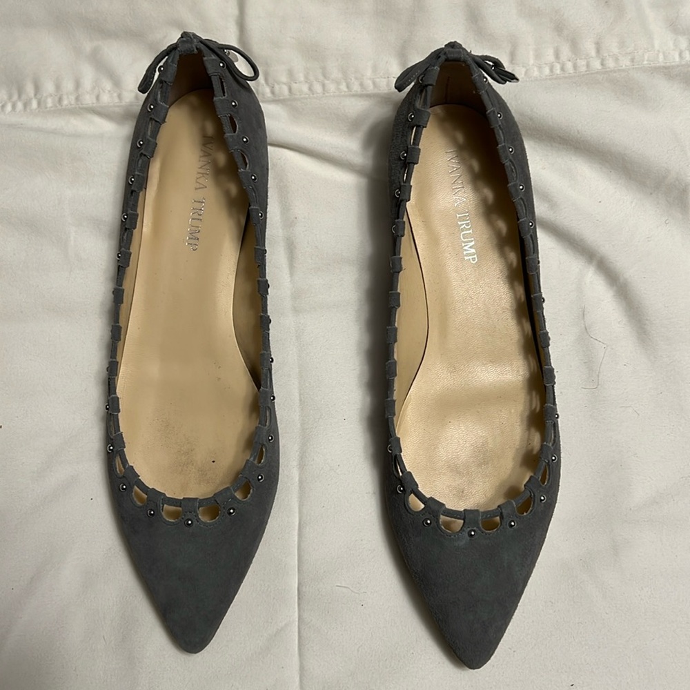 Gray suede flats, women’s size 9.5